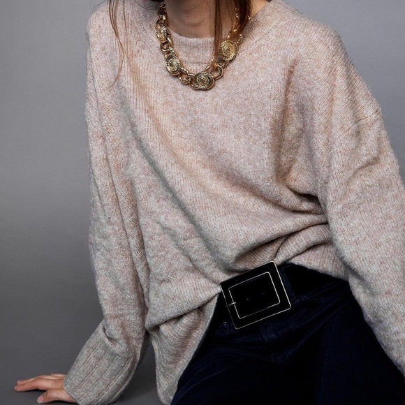 Zara Oversized Oatmeal Crewneck Sweater - Picture 3 of 8